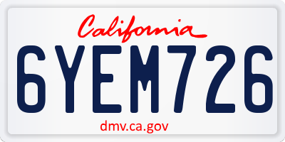 CA license plate 6YEM726