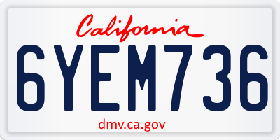 CA license plate 6YEM736