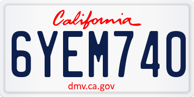 CA license plate 6YEM740