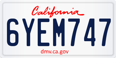CA license plate 6YEM747