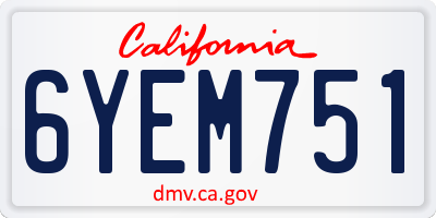 CA license plate 6YEM751