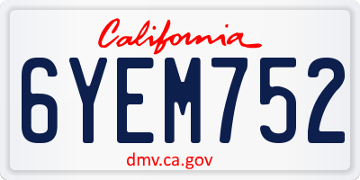 CA license plate 6YEM752