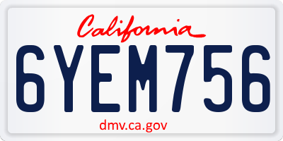 CA license plate 6YEM756