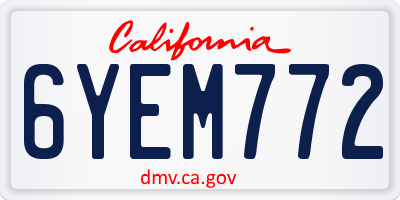 CA license plate 6YEM772