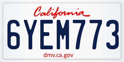 CA license plate 6YEM773