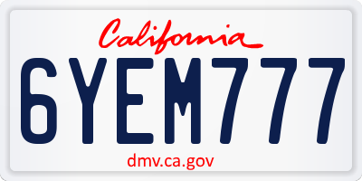 CA license plate 6YEM777