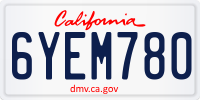 CA license plate 6YEM780