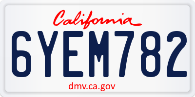 CA license plate 6YEM782