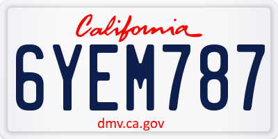 CA license plate 6YEM787