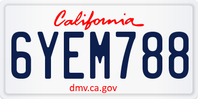 CA license plate 6YEM788