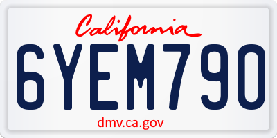 CA license plate 6YEM790