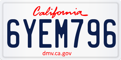 CA license plate 6YEM796