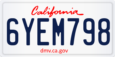 CA license plate 6YEM798