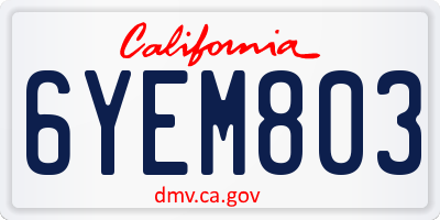 CA license plate 6YEM803