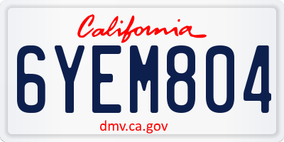 CA license plate 6YEM804