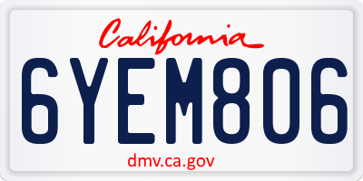 CA license plate 6YEM806
