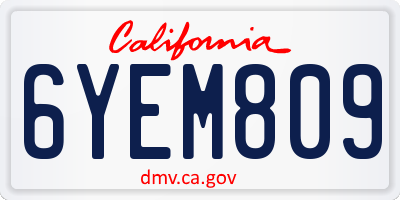 CA license plate 6YEM809