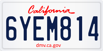 CA license plate 6YEM814