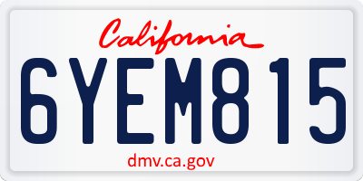 CA license plate 6YEM815