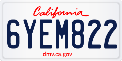 CA license plate 6YEM822