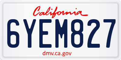 CA license plate 6YEM827