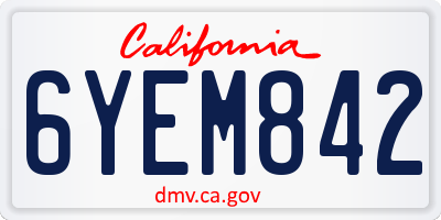 CA license plate 6YEM842