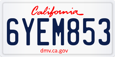 CA license plate 6YEM853
