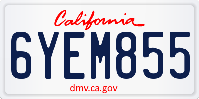 CA license plate 6YEM855