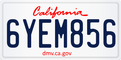 CA license plate 6YEM856