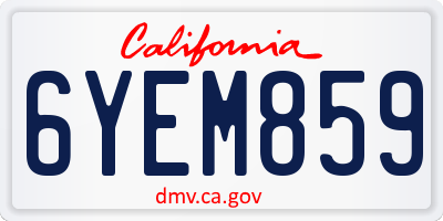 CA license plate 6YEM859