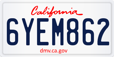 CA license plate 6YEM862