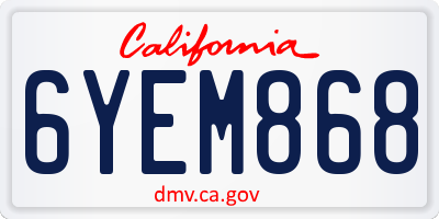 CA license plate 6YEM868