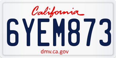 CA license plate 6YEM873
