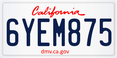 CA license plate 6YEM875
