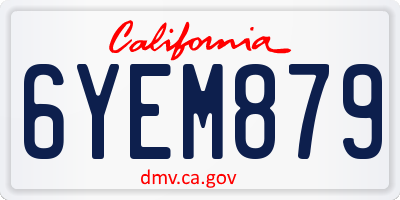CA license plate 6YEM879