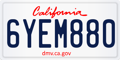 CA license plate 6YEM880