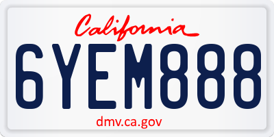 CA license plate 6YEM888