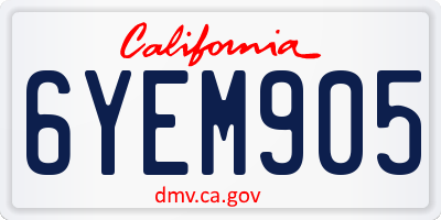 CA license plate 6YEM905
