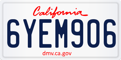CA license plate 6YEM906