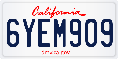 CA license plate 6YEM909