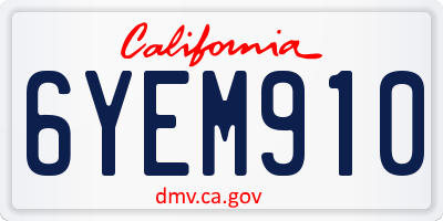 CA license plate 6YEM910