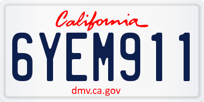 CA license plate 6YEM911