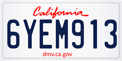 CA license plate 6YEM913