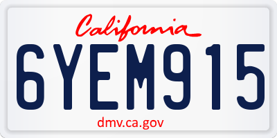 CA license plate 6YEM915