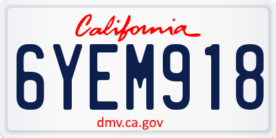 CA license plate 6YEM918