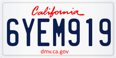 CA license plate 6YEM919