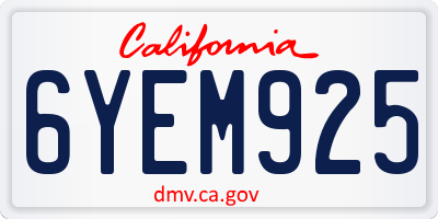 CA license plate 6YEM925