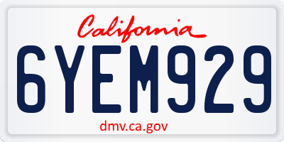 CA license plate 6YEM929