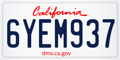 CA license plate 6YEM937