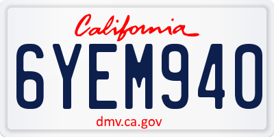 CA license plate 6YEM940
